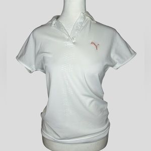 Puma women’s gold polo white polka dot pattern Size XS